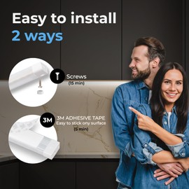 EShine 12 inch LED Dimmable Under Cabinet Lighting Strip with Hand Wave Motion Sensor, Black, with Accessories (No Power Supply Included), Cool White (6000K)