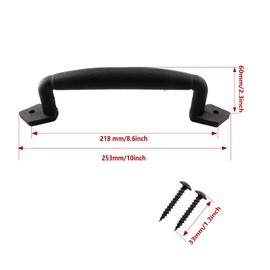 bociloy 10 inch Sliding Barn Door Handle, Black Steel Gate Handle, Modern Cabinet Pull Closet Door Handle for Sliding Barn Door Gate Cabinet Closet Drawer Kitchen