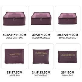 Teynewer 6PCS Travel Organiser Packing Bags Packing Cubes Set Durable Travel Luggage Organisers Suitcase Storage Bags Compression Pouches for Travel Accessories, Burgundy