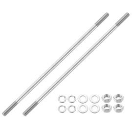 uxcell 2pcs Double Ended Stud Screws, M8x230mm 304 Stainless Steel Dual Threaded Rod Bolts with Nuts and Flat & Lock Washers Double End Threaded Stud Screw Bolt for House Maintenance