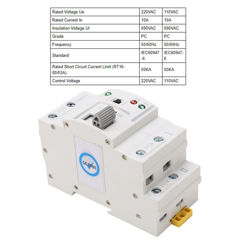 Dual Power Automatic Transfer Switch 2P 10A Millisecond Switching Generator