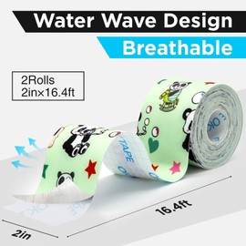 OK TAPE Nylon Digtal Printed Kinesiology Tape, Elastic Sports Athletic Tape, 2 Rolls, 2in×16.4ft Uncut Roll-Panda