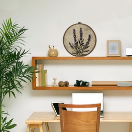 cvjutf Vintage Purple Lavender Wall Art Decor Framed, Farmhouse Lavender Flower Round Wall Decor, Antique Purple Floral Botanical Canvas Prints Art for Bathroom Bedroom Living Room, 10x10 Inch