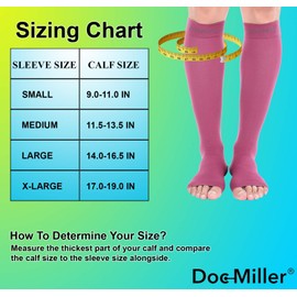 Doc Miller Calcetines de Compresión de Punta Abierta (1 par) 20-30 mmHg Medias de Compresión Para Ejercicio, Recuperación, Dolores, Varices, Mangas para Pantorrillas (Marrón, X-Grande)