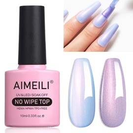 AIMEILI Glitter Top Coat Mother of Pearl 10 ml No Wipe Top Coat Pearl Effect Nail Gel UV Mother of Pearl Top Coat Pearl Shimmer 005