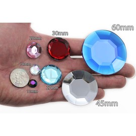 Allstarco 60mm Red Ruby H103 Large Acrylic Flat Back Rhinestones Cosplay Costume Props Embellishments Plastic Stones Decorative Stones - Pack of 2