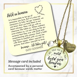 Gutsy Goodness Grandmother Memorial Necklace I Will Hold You In My Heart Grandma Jewelry Sympathy Gift 24"
