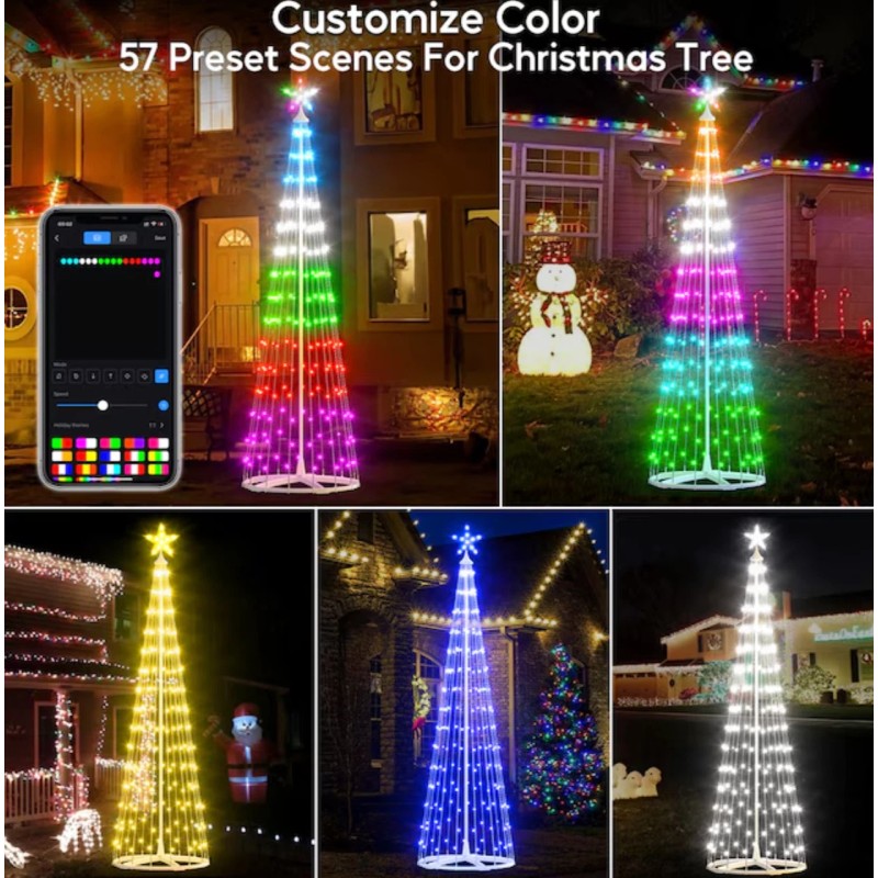AVARTAR CONTROLS 8FT Smart LED lights Christmas Cone Tree with
