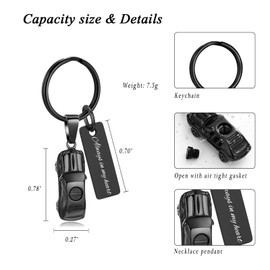 XSMZB Mini Car Cremation Jewelry Memorial Urn Necklace for Ashes Stainless Steel Pendant Human Pet Ashes Holder Keepsake Gift for Men Women (Black Keychain)