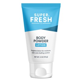 Loción de polvo corporal súper fresca de SweatBlock  libre de talco, antirotura, desodorizante, ingredientes naturales  Loción en polvo corporal sin  