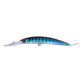 3D Artificial Minnow Fishing Lure ABS Plastic Diving Bait with Barbed Hooks for Bass Pike Trout Tuna Blue Fin Kingfish(5#)