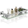 Alise Bathroom Glass Shelf with Stainless Steel Railing, Brushed Nickel
