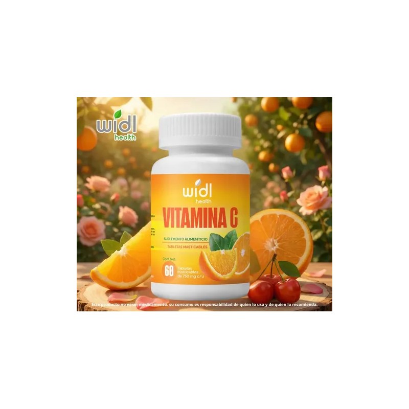 Vitamina C Deliciosas tabletas masticables sabor naranja Widl Health 60