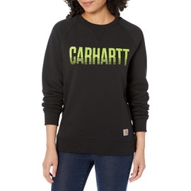Carhartt womens Midweight Relaxed Fit Graphic Crew Neck Sweatshirt Sweater, Black, 1X US