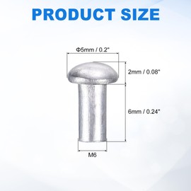 sourcing map 150 Pcs Brazier Head Solid Aluminum Rivets, M3 Dia x 6mm Length Round Head Aluminum Boat Rivets for Repairing Boats, Machinery, Aircraft, Automobile Industry