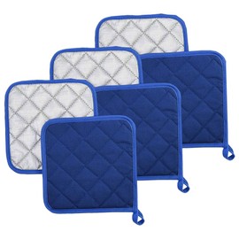 6 Pcs 7 x 7 Inch Kitchen Pot Holders Square Oven Hot Pads Washable Cotton Potholder Solid Color Towel Pot Holders Soft Potholder Coaster with Hanging Loops for Cooking Baking Black