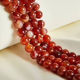 45 abalorio de ágata de rayas rojas naturales de 8 mm, abalorio redondas sueltas para hacer joyas