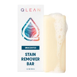 QLEAN Vegan Stain Remover Bar for Fabrics, Laundry Bar Soap for Clothes – Plant-Based, Travel-Friendly Stain Remover for Grease, Wine, Coffee, Grass & More – Non-Toxic & Safe for Delicates (1)