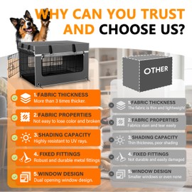 Bethshaya Multi-Functional Dog Crate Cover Perfectly Fits Standard 30Inch Dog Crates,Adjustable Ventilation and Lighting, Helps Pets Sleep Soundly,Zipper Design for Easy Installation, Gray(Cover Only)