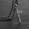 OIDEA Men's Cross Byzantine Chain Necklace: Jesus Crucifix Bible Prayer