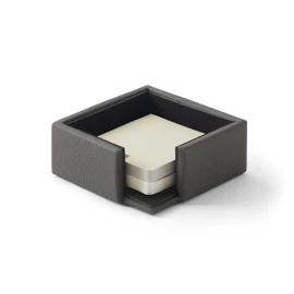Eglooh - Atena - Note Box Genuine Leather Anthracite Grey - Note Box, Notepad, Note Box for Desk and Office - cm 11.2 x 11.2 x H.4.5 - Made in Italy