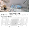 3D LED Wall Clock Minimalist White Frame Digital Wall Alarm