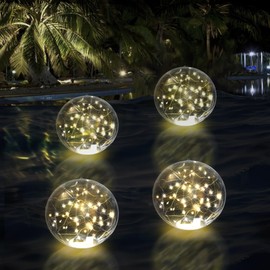 SATXTREM 14 Inch Solar Powered Floating Pool Lights,3000K Warm White LED Glow in The Dark Pool Ball That Float,IP68 Waterproof for Christmas Decorations Gift Ornaments