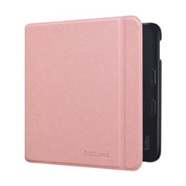 DMLuna Case for Kobo Libra Colour (Model:N428, 2024 Release), Slim and Lightweight Folio Premium PU Leather Protective Cover with Auto Sleep Wake Feature, Rose Gold