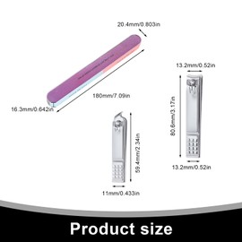 YFaith Nagelfeile Polierfeile, 6-Stück Polierfeile Fingernägel-Set, 18 cm Nagelpolierfeile, Multifunktion Nagel Polierfeile mit 2 Nagelknipsern, für Haushalt, Kosmetikstudios und Nagelstudios