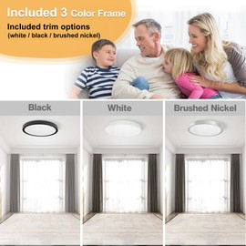 GT-Lite 6 Pack Flat Panel LED Ceiling Light 15inch Round 2300 Lumen, 5 Adjustable Color Temperature, 3 Trims Included White/Black/Nickel 3 Color Frame, Flush Mount, 80 CRI, E26 Adapter