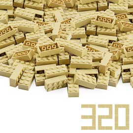 2x4 Bricks Tan 320 Teile Khaki Classic Bauset Kreatives Spielset Grundbausteine Spielzeugzubehör Kompatibel mit 3001 großen Marken (Tan)