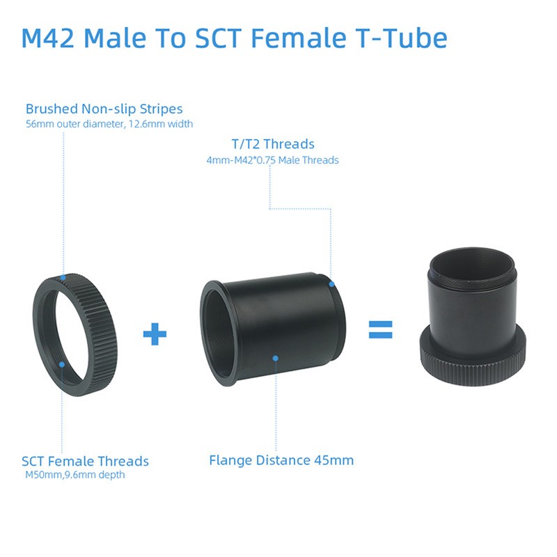 Telescope SCT Adapter M42x0.75mm Telescope Camera Adapter T2 Ring Set