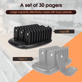 Retekess TD175P Restaurant Pager System Buzzers, Pagers for Restaurants, 3280 ft, Set with Vibration, Flashing and Buzzer, 30 Order Buzzers for Restaurant, Food Court, Firms