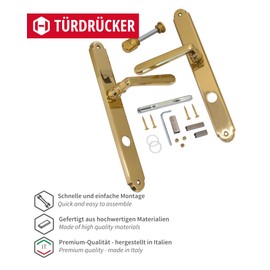 Door Handle - Old Vienna - Long Plate - Set Door Fittings - For Toilet - Brass Polished - Standard ö-Norm