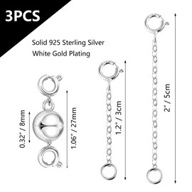 ALEXCRAFT 925 Sterling Silver Magnetic Necklace Clasp Jewelry Clasps Necklace Clasps and Closures, 925 Sterling Silver Necklace Extender Silver Magnetic Bracelet Clasp Connector Jewelry Making