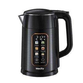 Electric Kettle 1.7L Touch Screen Temperature Control Water Boiler, No Plastic Contact with Water. 6 Preset Temperature Programs, 2 Hours Keep Warm, Black