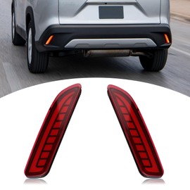 BINQIGOO LED Rear Bumper Reflector Light Compatible with Toyota Corolla Cross 2021 2022 2023 DRL Turn Signal Tail Brake Fog Lamp (Red lens)
