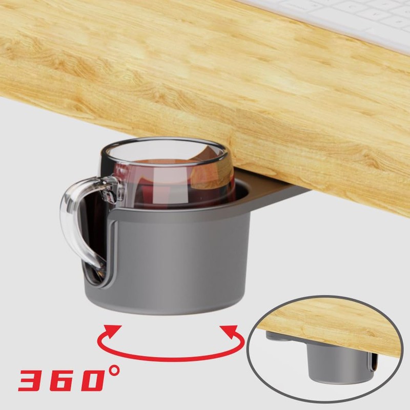 FUGEST 360 Degree Rotating Drink Holder Desk Drink Holder Desk