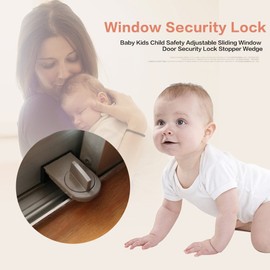 Pack of 2 Door Window Lock Baby Kids Child Safety Adjustable Sliding Window Door Security Lock Stopper Wedge