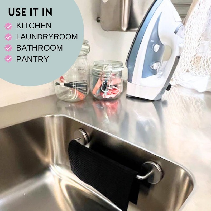 STEYDA Black Steel Dish Cloth Rail for Kitchen, Towel Holder