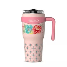 Pioneer Woman Tumbler Stainless Steel Insulated Fancy Flourish 40oz Pink