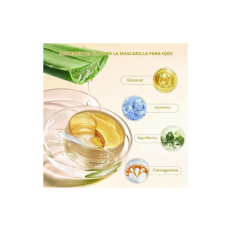 Parches de Ojos con Péptidos de Colágeno 24K, Mascarilla Nutritiva