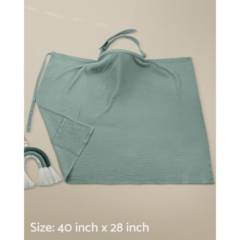 Roman Green Nursing Cover and Leaf Crib Sheet Bundle