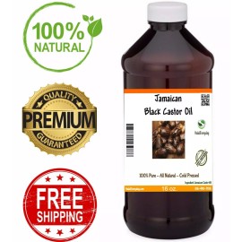 HalalEveryDay Jamaican Black Castor Oil For Hair Growth 16 oz - PREMIUM 100% Pure Cold Pressed