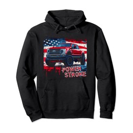 Powerstroke Patriotic Truck American Flag Diesel Truck Pullover Hoodie