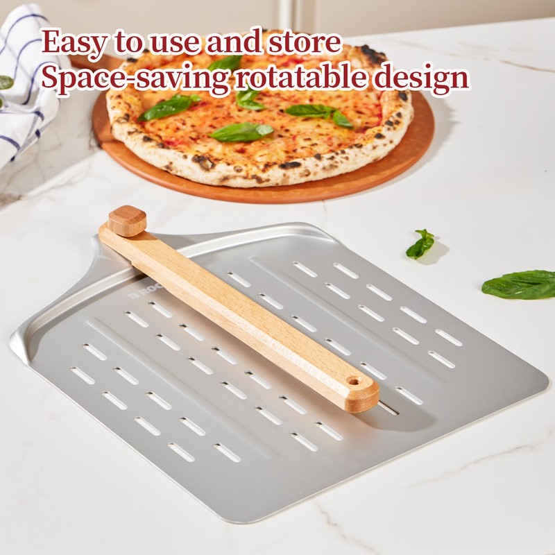 ROCKSHEAT 15x12 Inch Pizza Stone & 12 Inch Rotatable Pizza