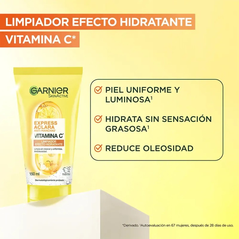 Garnier Skin Active Gel Limpiador Facial con Vitamina C, Piel