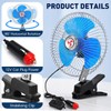 Toyvian 12v Oscillating Car Fan, 8-inch Clip-on Silent Metal Portable