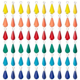 DICOSMETIC Pack of 60 Teardrop Enamel Charms, Water Drop Pendants, Stainless Steel Teardrop Charms, Tiny Geometric Bracelet Charms for Jewellery Making, Hole: 1.2 mm