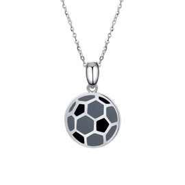 GW Unisex Pendant Necklace 3D Football Design Pendant with Chain Ball Shape Necklaces for Women Men Youth Engraving Fashionable Jewellery, Metal Metal Zirconia, Cubic Zirconia